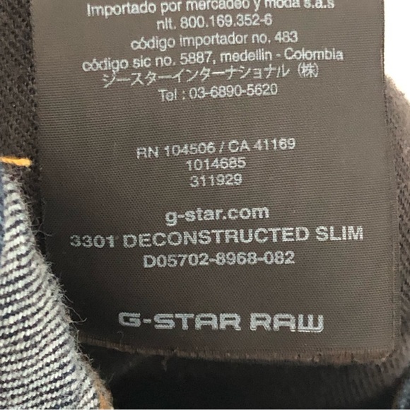 G Star Raw 36x34 3301 Deconstructed Slim Straight Jeans 0310 - Picture 8 of 11
